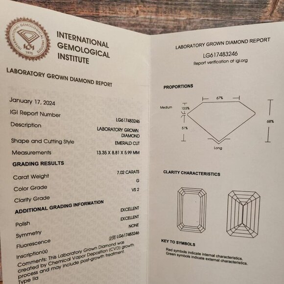 Art Deco 9.82 cts Emerald cut Lab diamond with custom 14k White gold setting 💍 - Picture 12 of 13